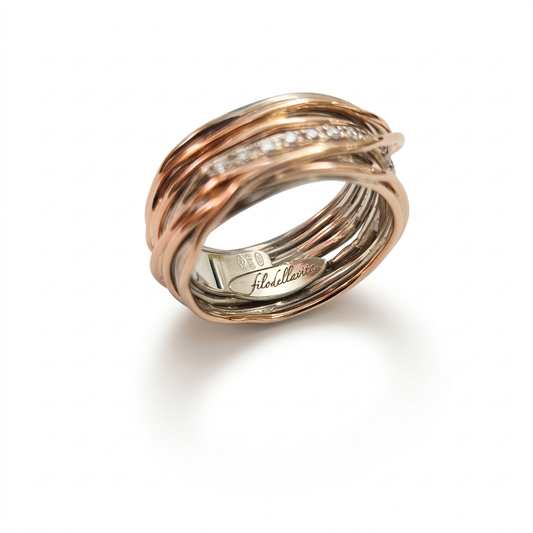 Anello Rubinia Filo Della Vita 13 Fili Oro Rosa