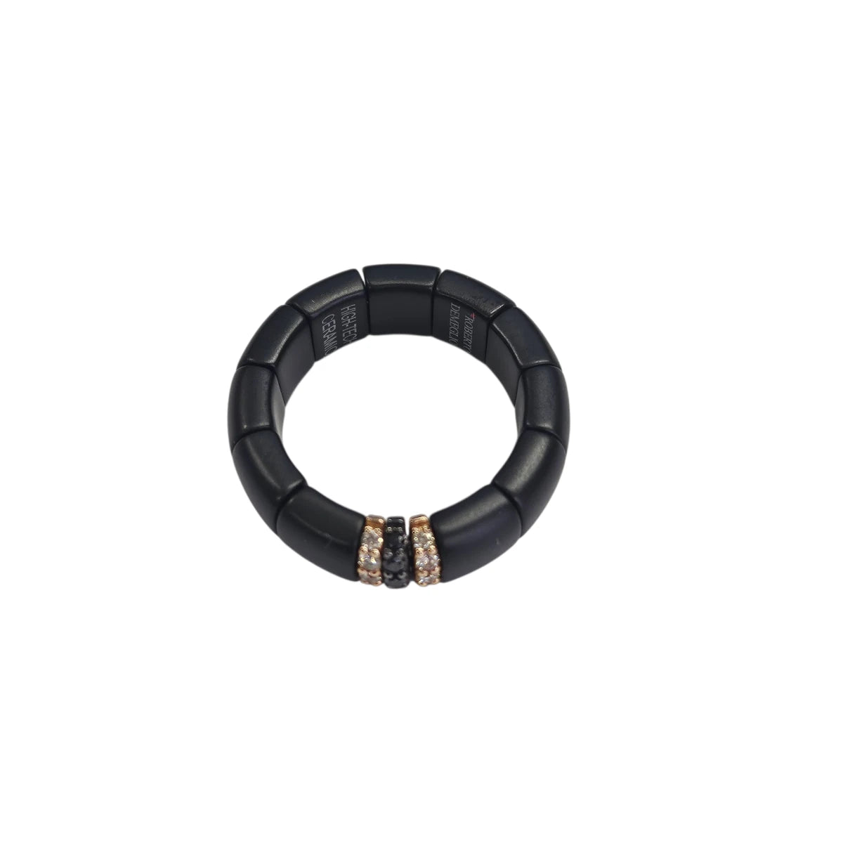 Anello Roberto Demeglio Ceramica Nera 3 Barrette