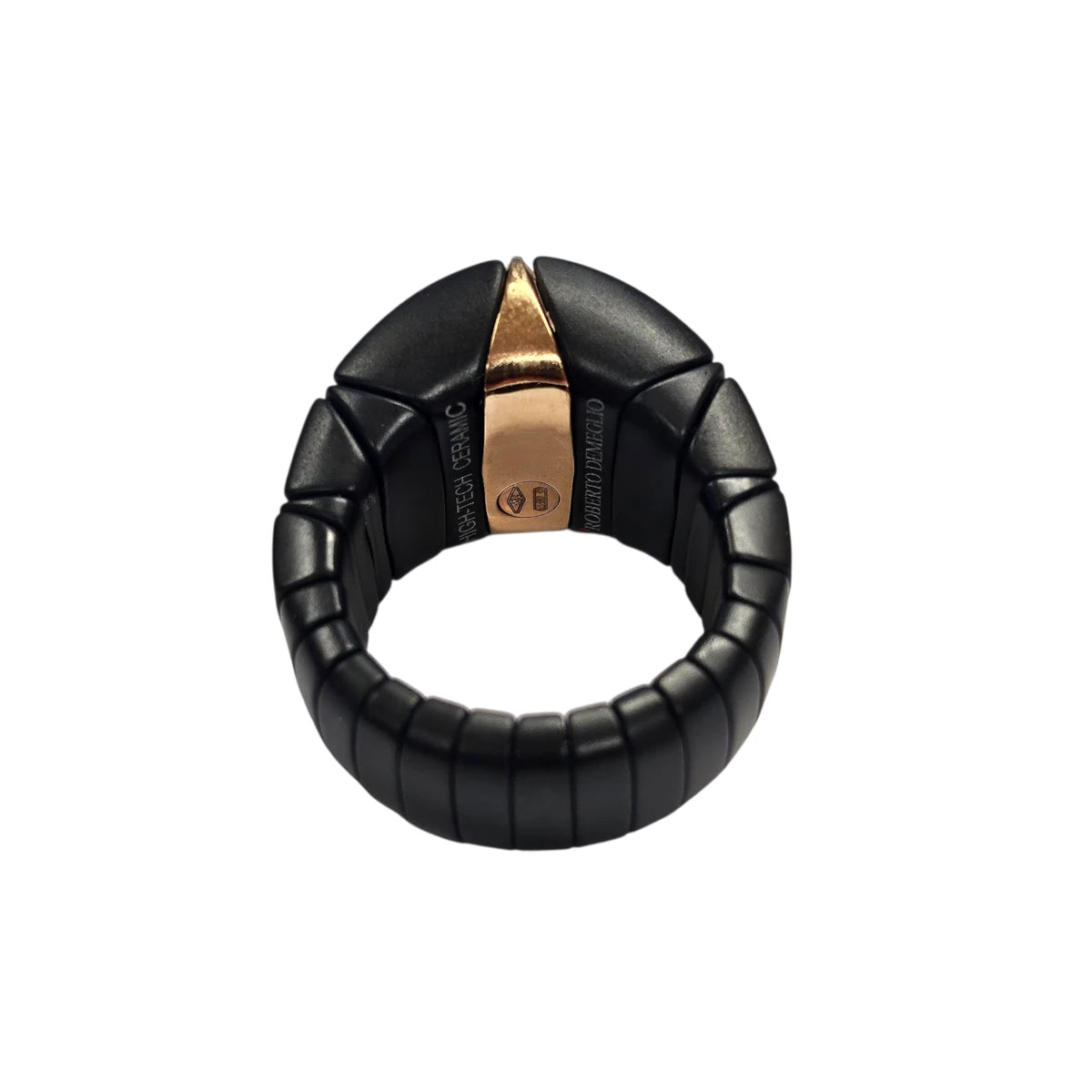 Anello Roberto Demeglio Rombo Ceramica Nera e Oro