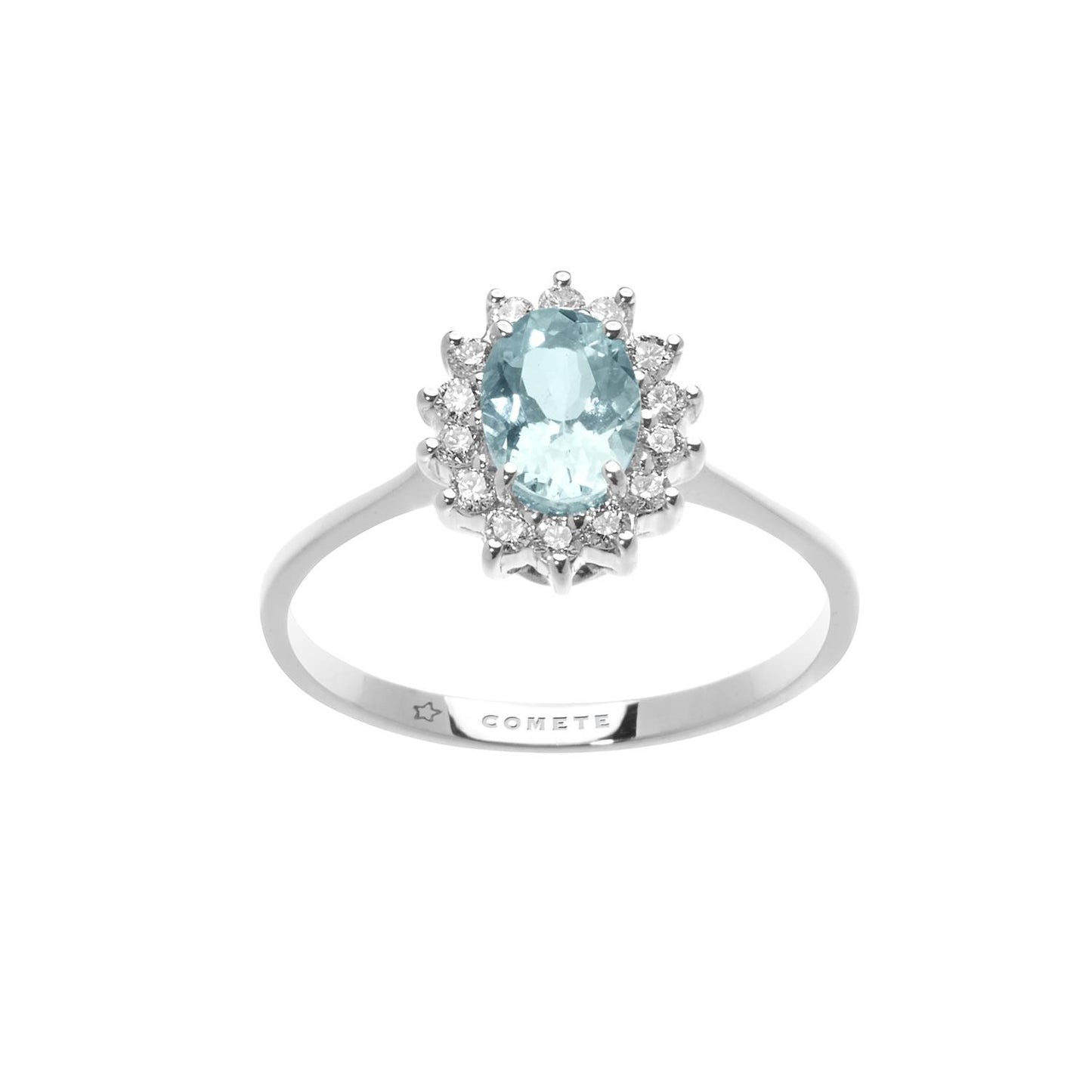 Anello acquamarina ovale con contorno