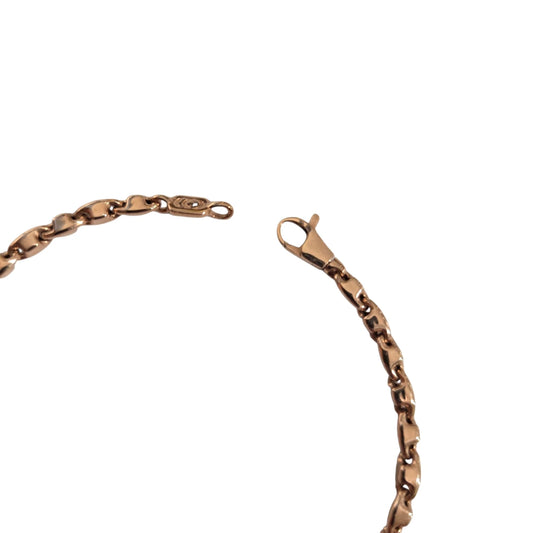 chiusura moschettone con logo bracciale chiemento accenti oro rosa 18kt peso 4,10 grammi