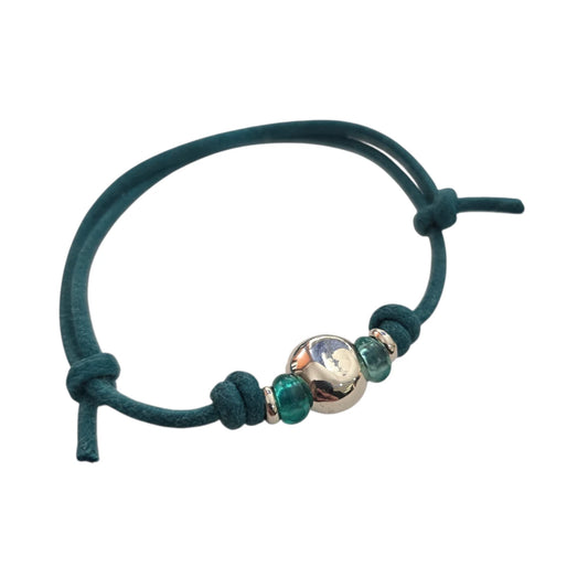 Bracciale DoDo Cordino Pepita e Rondelle Azzurre