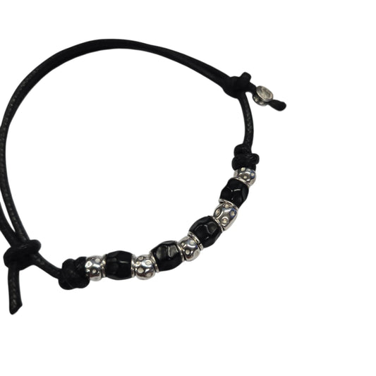 Bracciale Cordino DoDo Granelli Neri e Argento