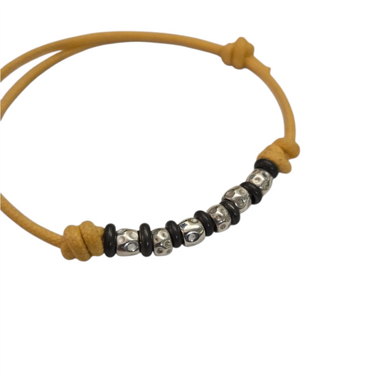 Bracciale Cordino DoDo Granelli e Rondelle TItanio