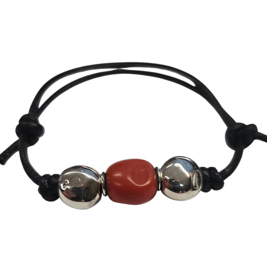 Bracciale DoDo Cordino 2 Pepite e Pepita Rossa