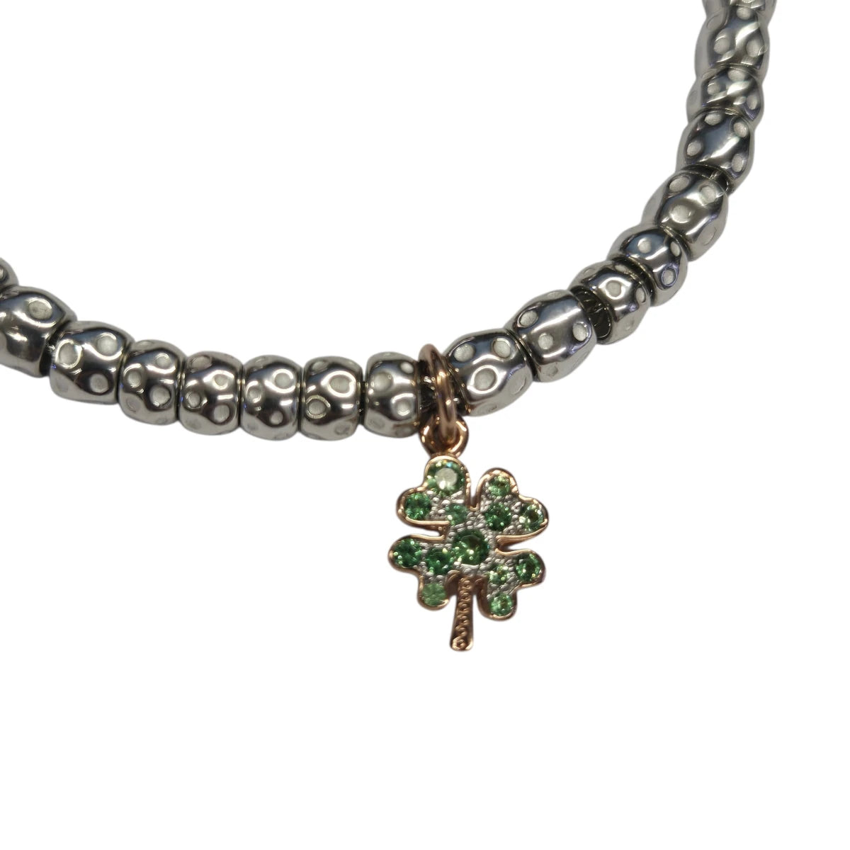 Bracciale DoDo Granelli con Quadrifoglio Tsavoriti