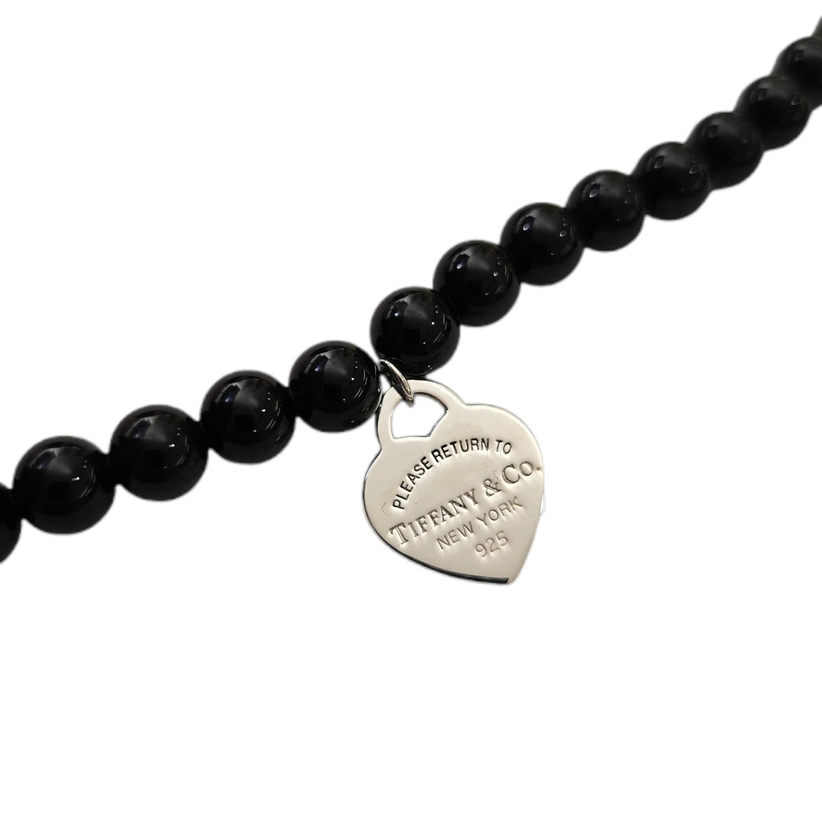 Bracciale Tiffany Beads Nere Tag con Cuore