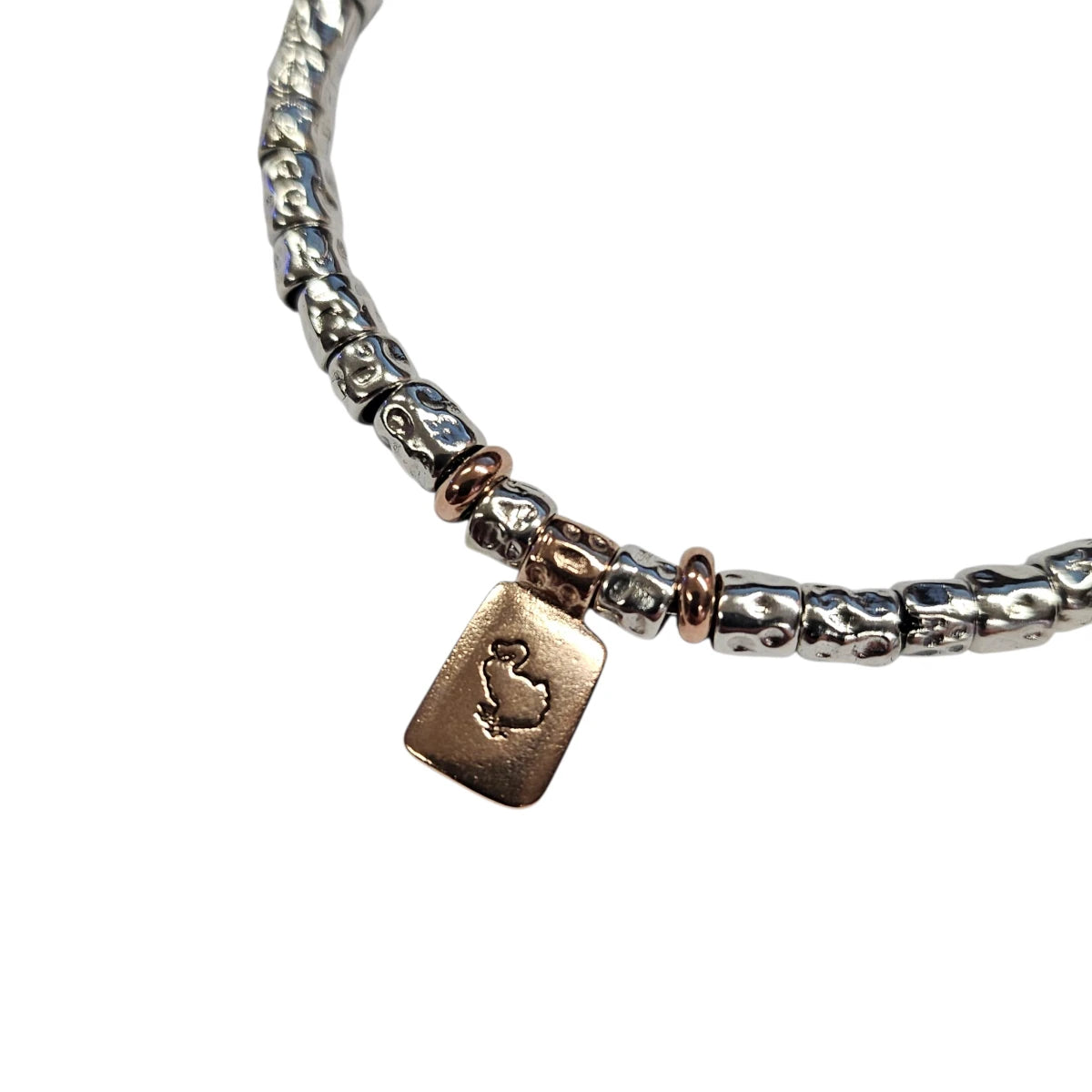 Bracciale DoDo Granelli con Piastrina Rosa e Rondelle