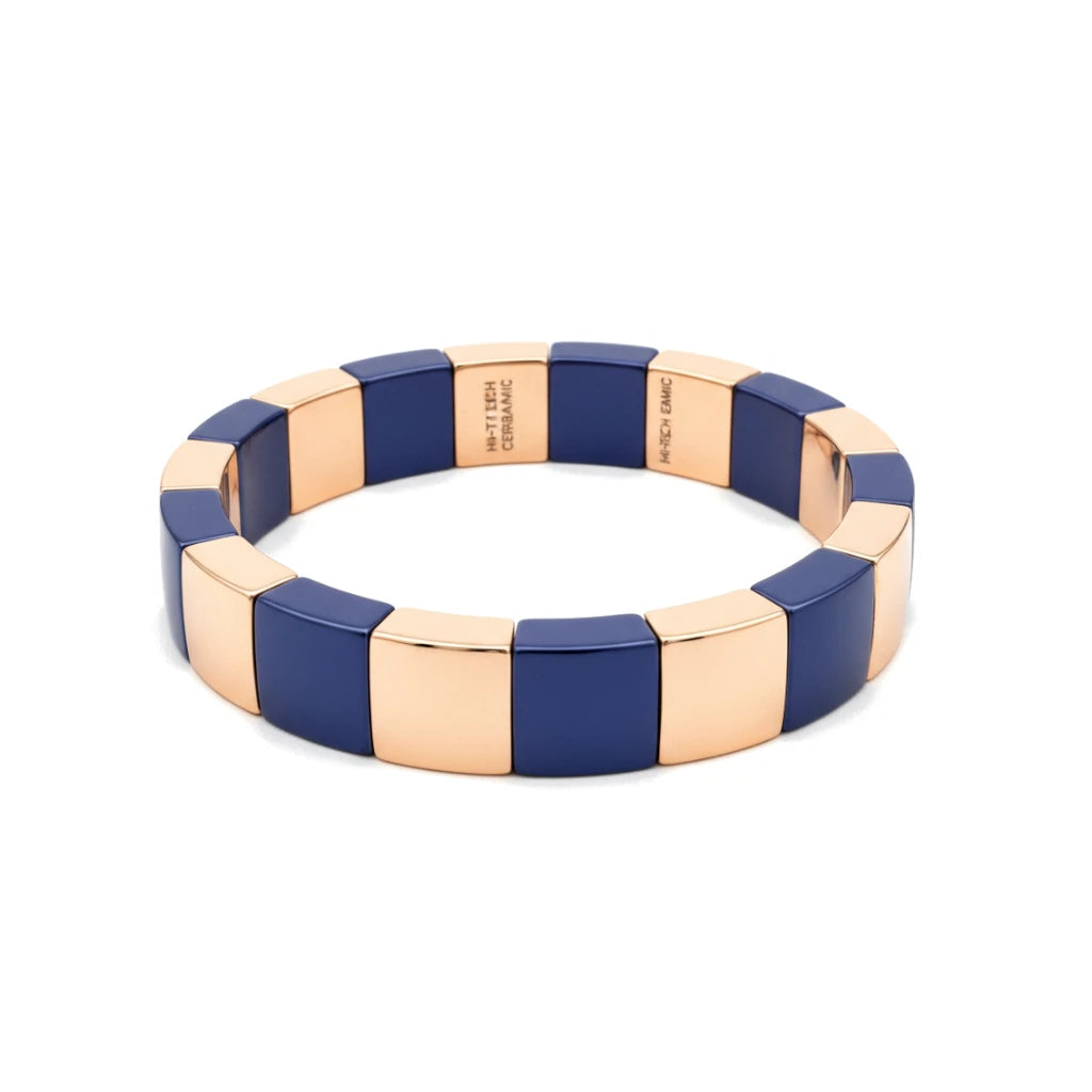 Bracciale Domino Quadrato Oro Rosa e Blu