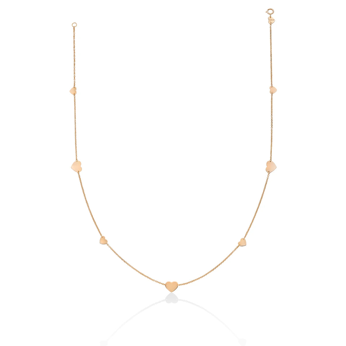 Collana girocollo con cuori diversi a lastra in oro rosa