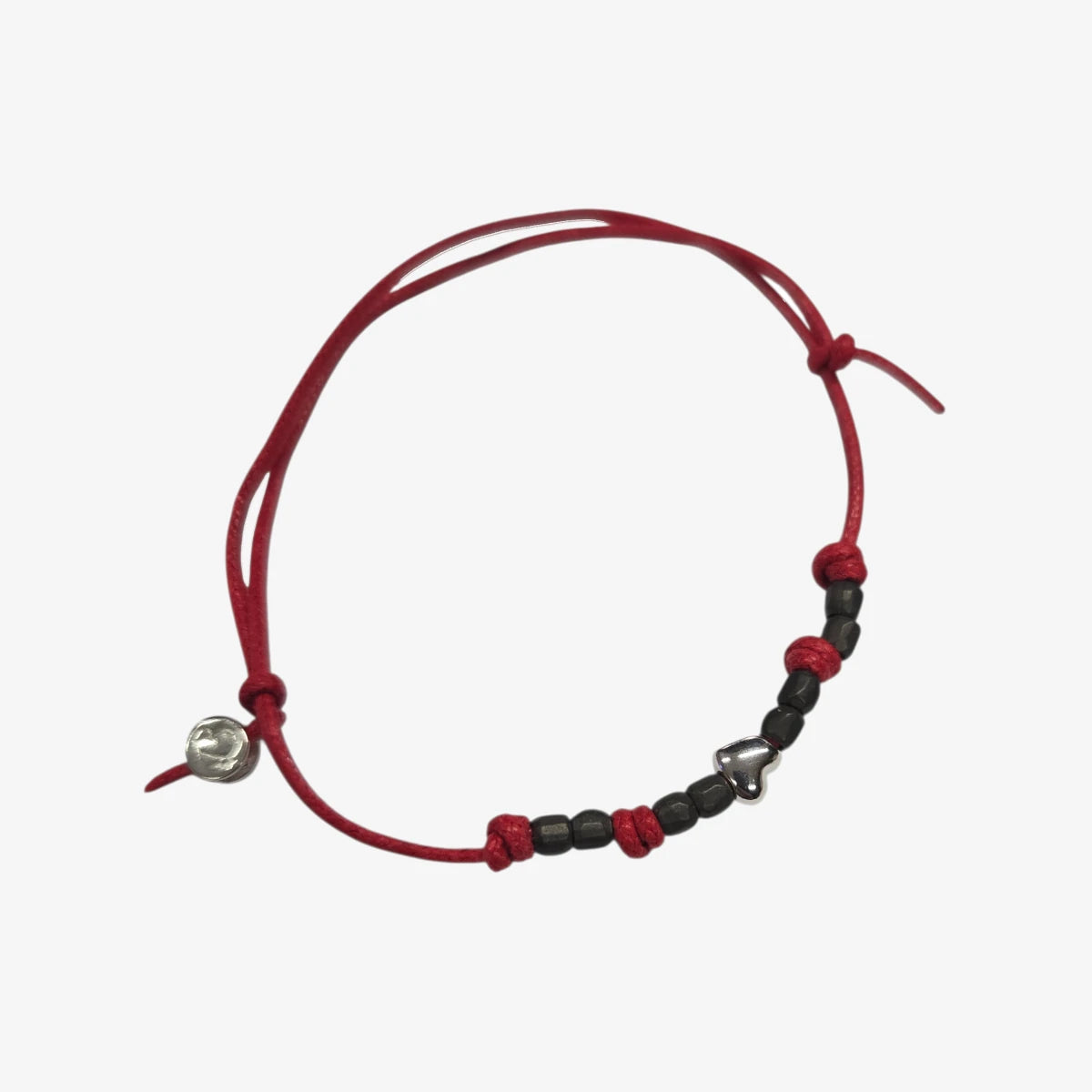 Bracciale Cordino sottile Cuore e Mini Granelli Titanio