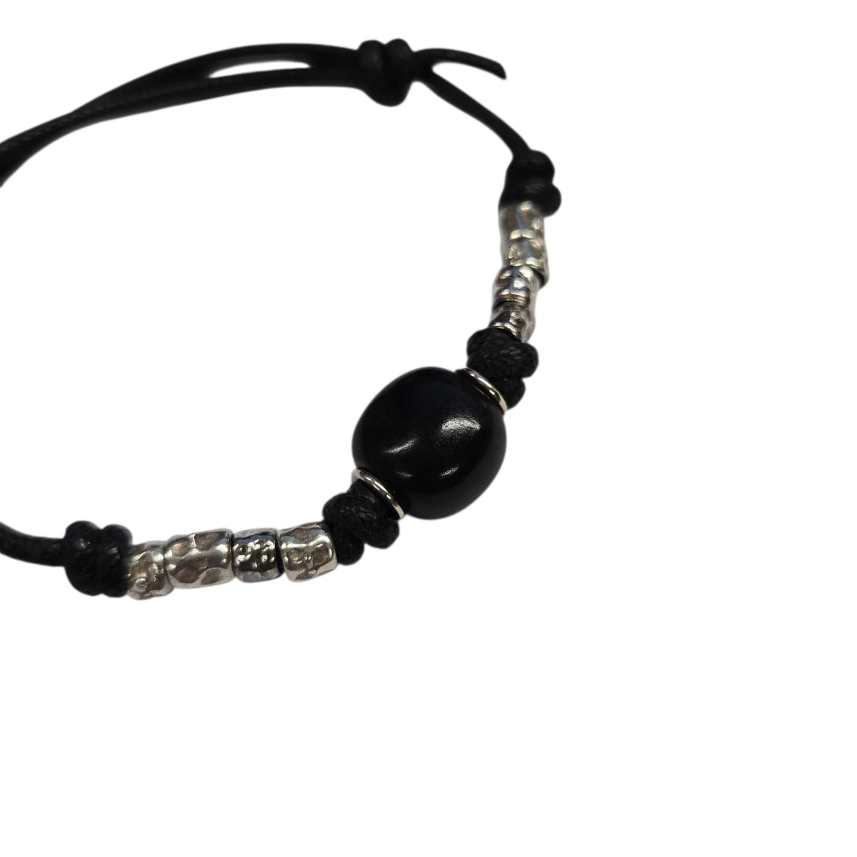 Bracciale Cordino DoDo 8 Granelli e Pepita Nera