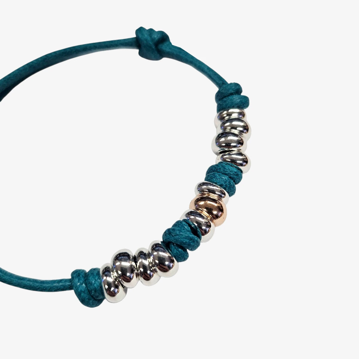 Bracciale Cordino Spesso 10 Rondelle Bold e 1 Rosa