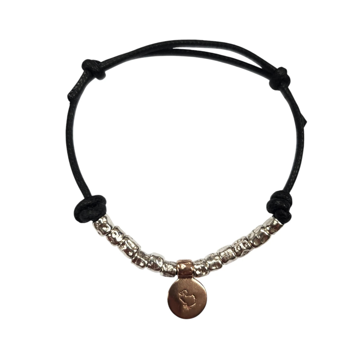 Bracciale 12 granelli e piastrina oro rosa