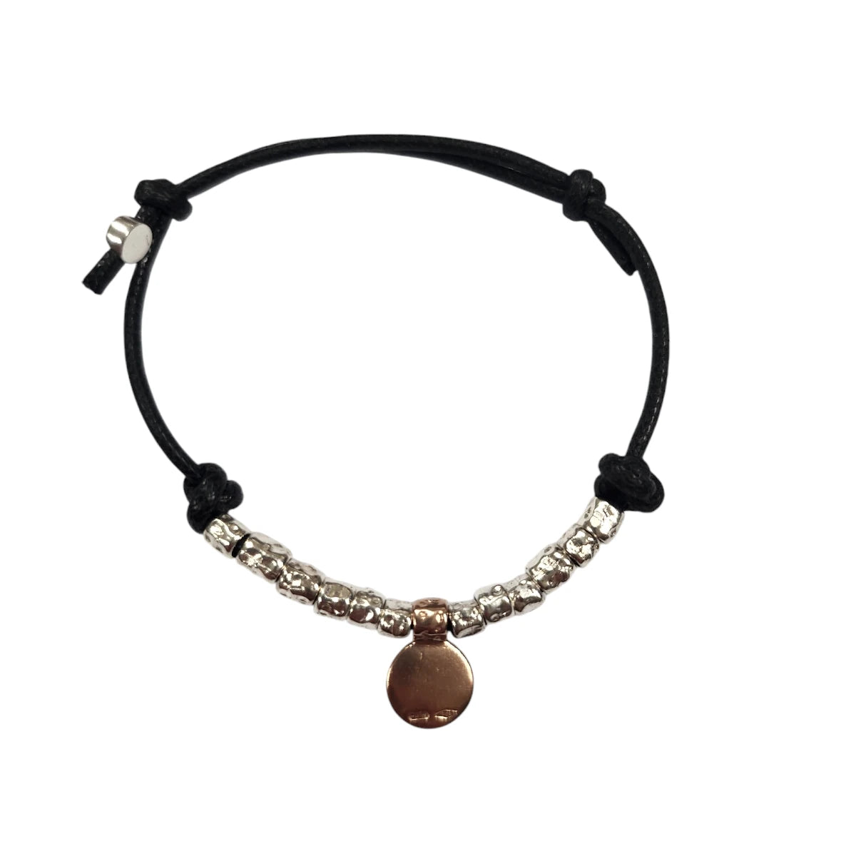 Bracciale 12 granelli e piastrina oro rosa