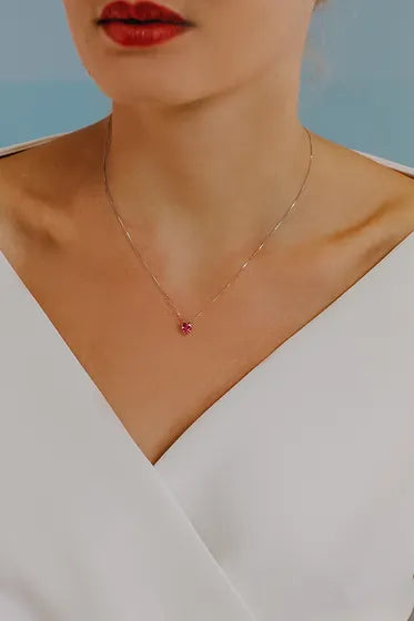 Girocollo topazio rosa a cuore