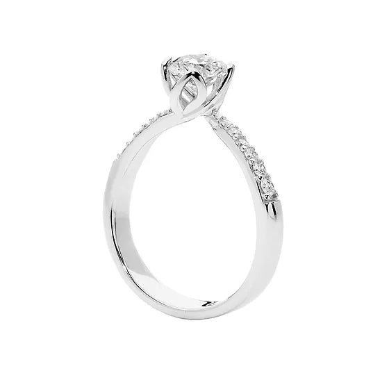 Anello solitario petali
