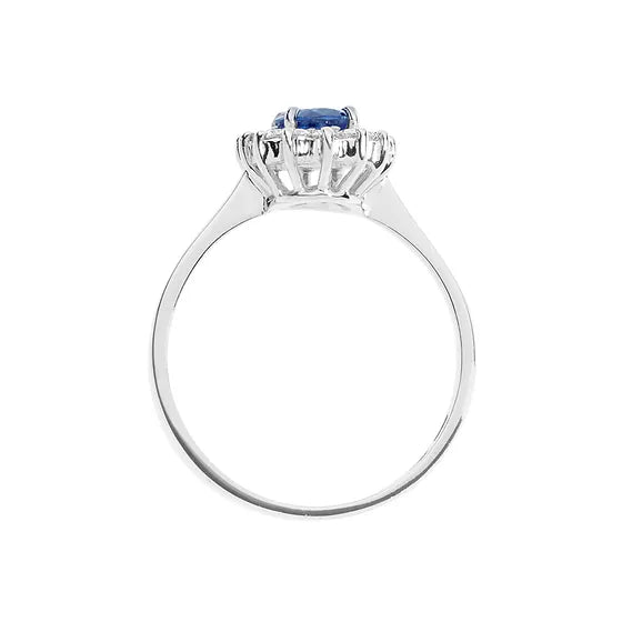 Anello zaffiro ovale con contorno