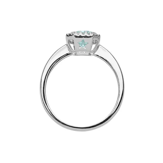Anello acquamarina ottagonale con contorno