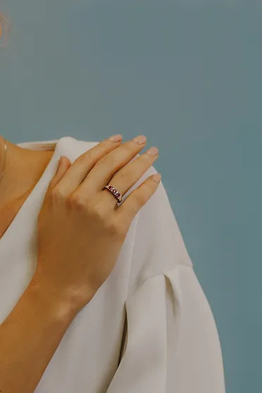 Anello trilogy rubini