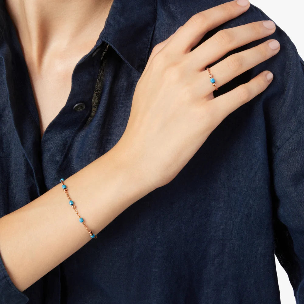 anello mini granelli oro rosa e ceramica