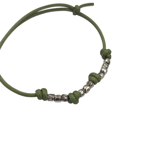Bracciale Cordino Verde DoDo 10 Granelli Jais