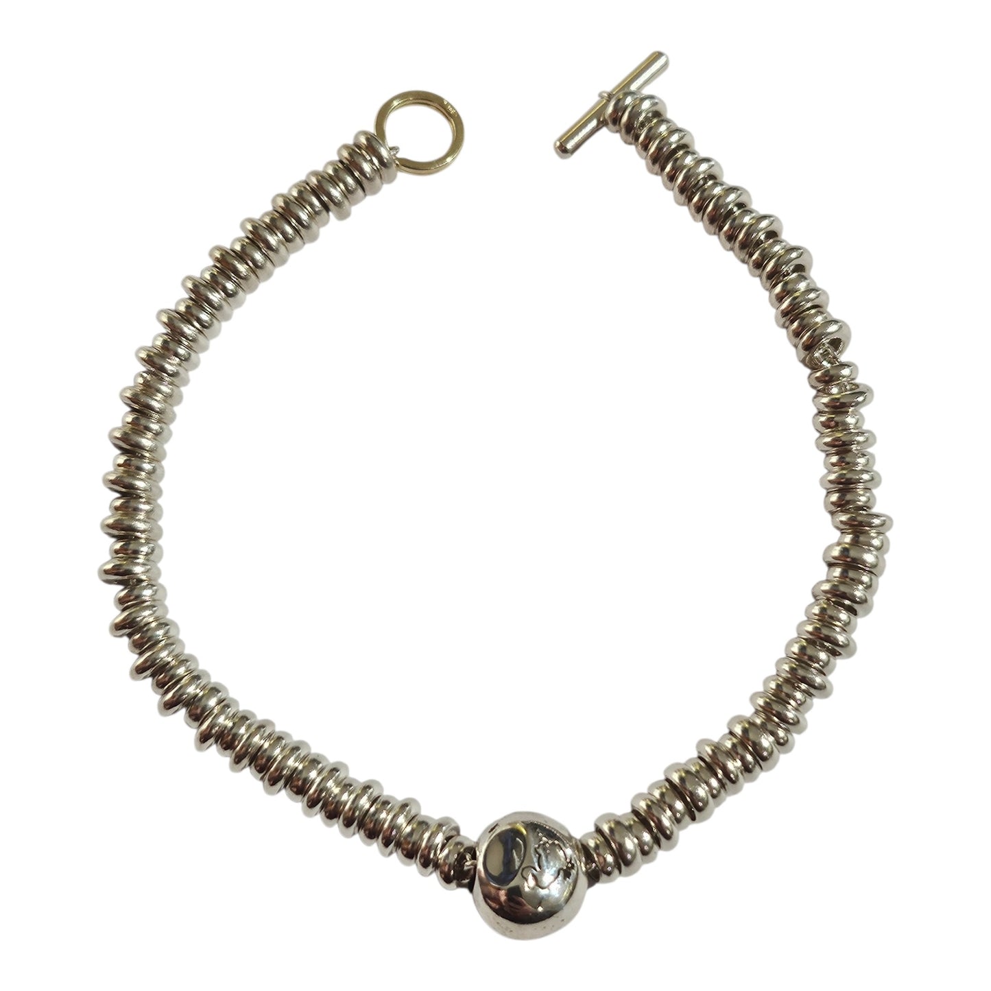 DoDo Bracelet Silver Rondelle and Bold Pink Rondelle