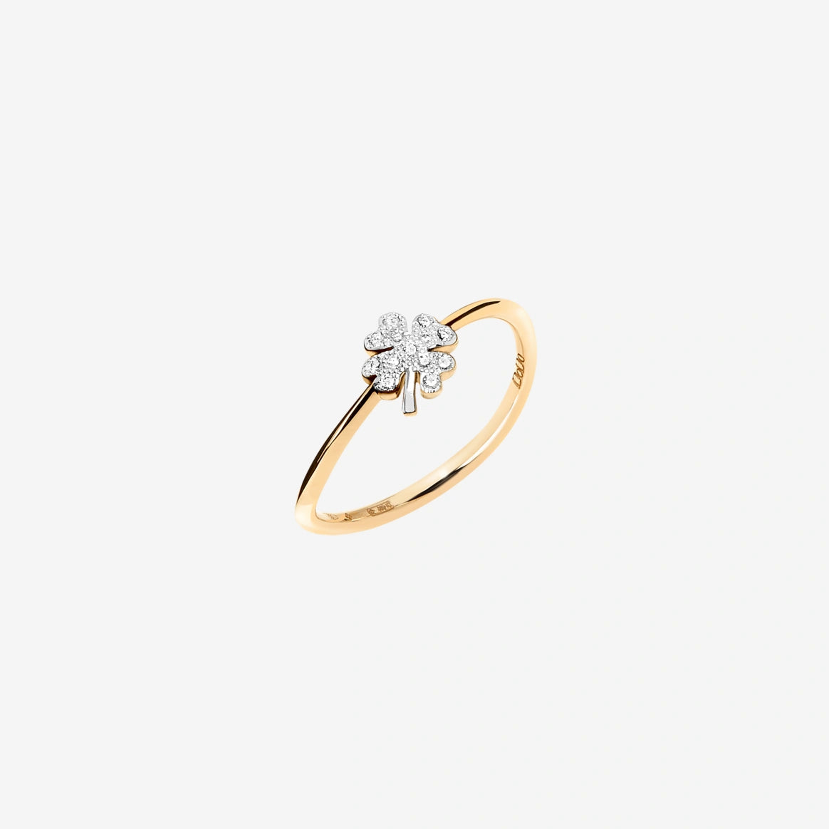 anello quadrifoglio piccolo oro giallo & diamanti bianchi
