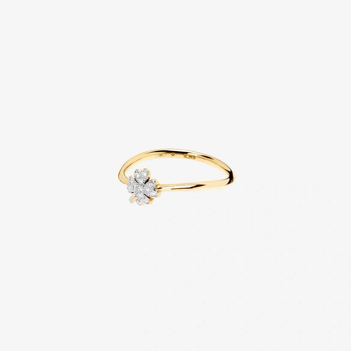 anello quadrifoglio piccolo oro giallo & diamanti bianchi