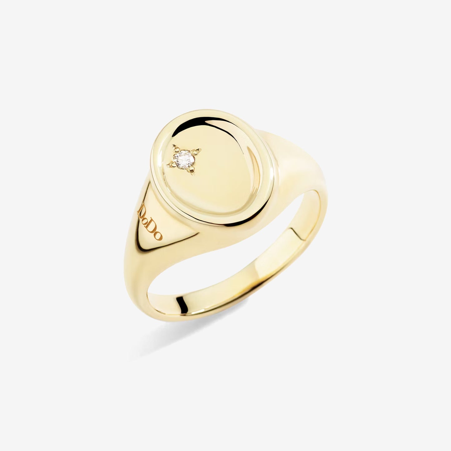 Anello sigillo oro giallo & diamante bianco