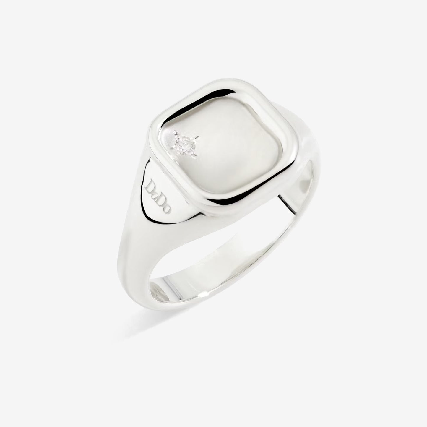Anello sigillo argento & diamante bianco