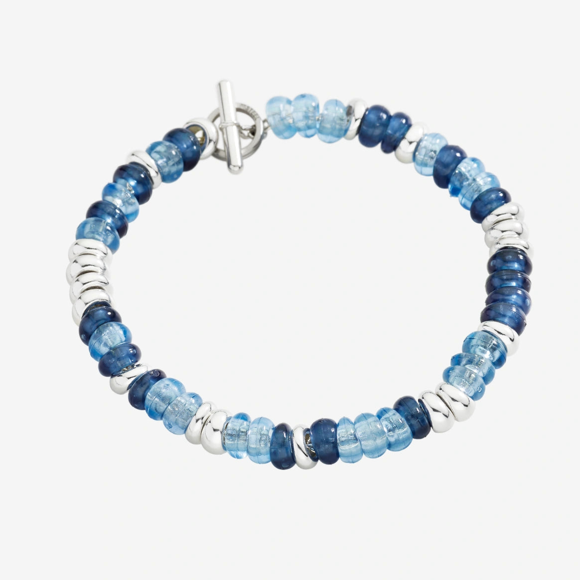 bracciale rondelle argento & plastica riciclata Blu