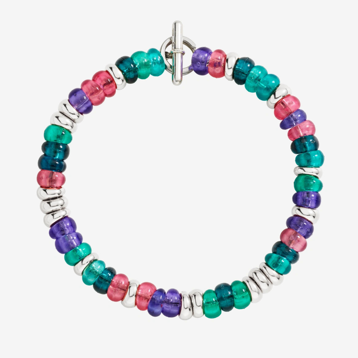 bracciale rondelle argento & plastica riciclata tropical