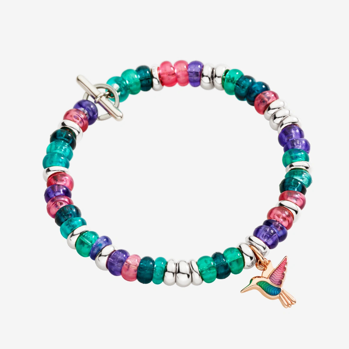 bracciale rondelle argento & plastica riciclata tropical