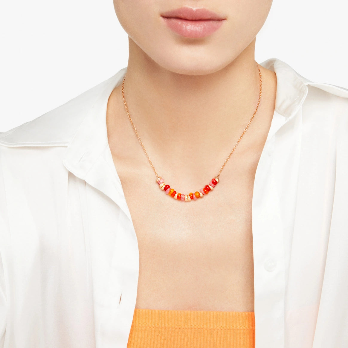collana rondelle argento dorato & pet