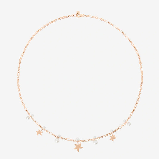 collana stellina oro rosa & perle di cristallo