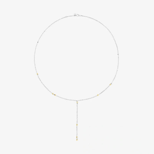 collana lariat mini granelli argento & oro giallo