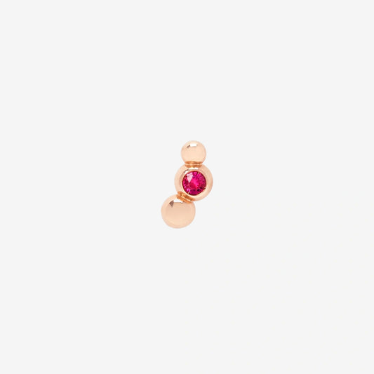 orecchino stud bollicine oro rosa & rubino
