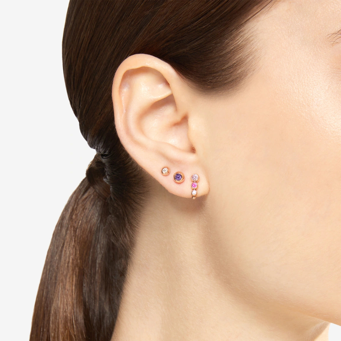 orecchino stud bollicine oro rosa & diamante