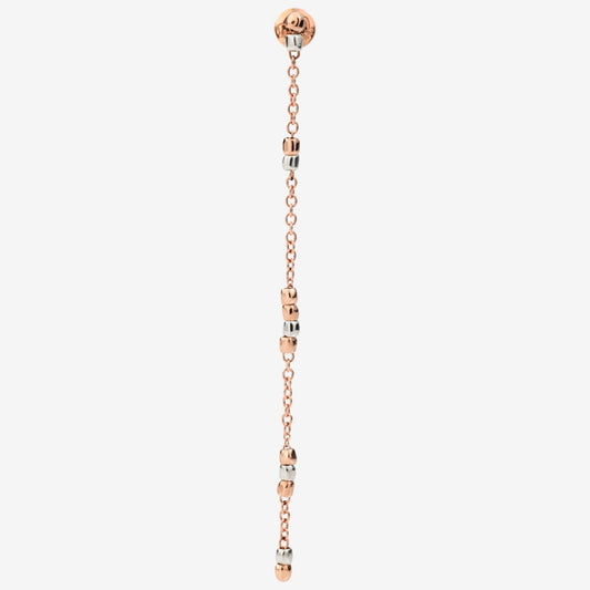 Mono orecchino pendente mini granelli argento & oro rosa