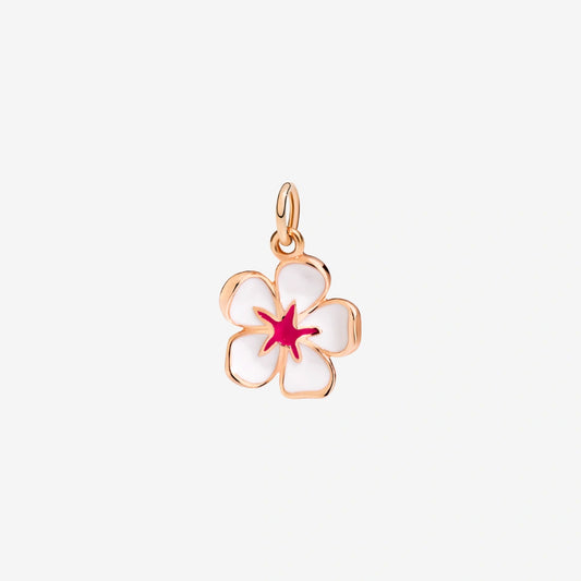 ciondolo fiore di ciliegio oro rosa & smalto bianco