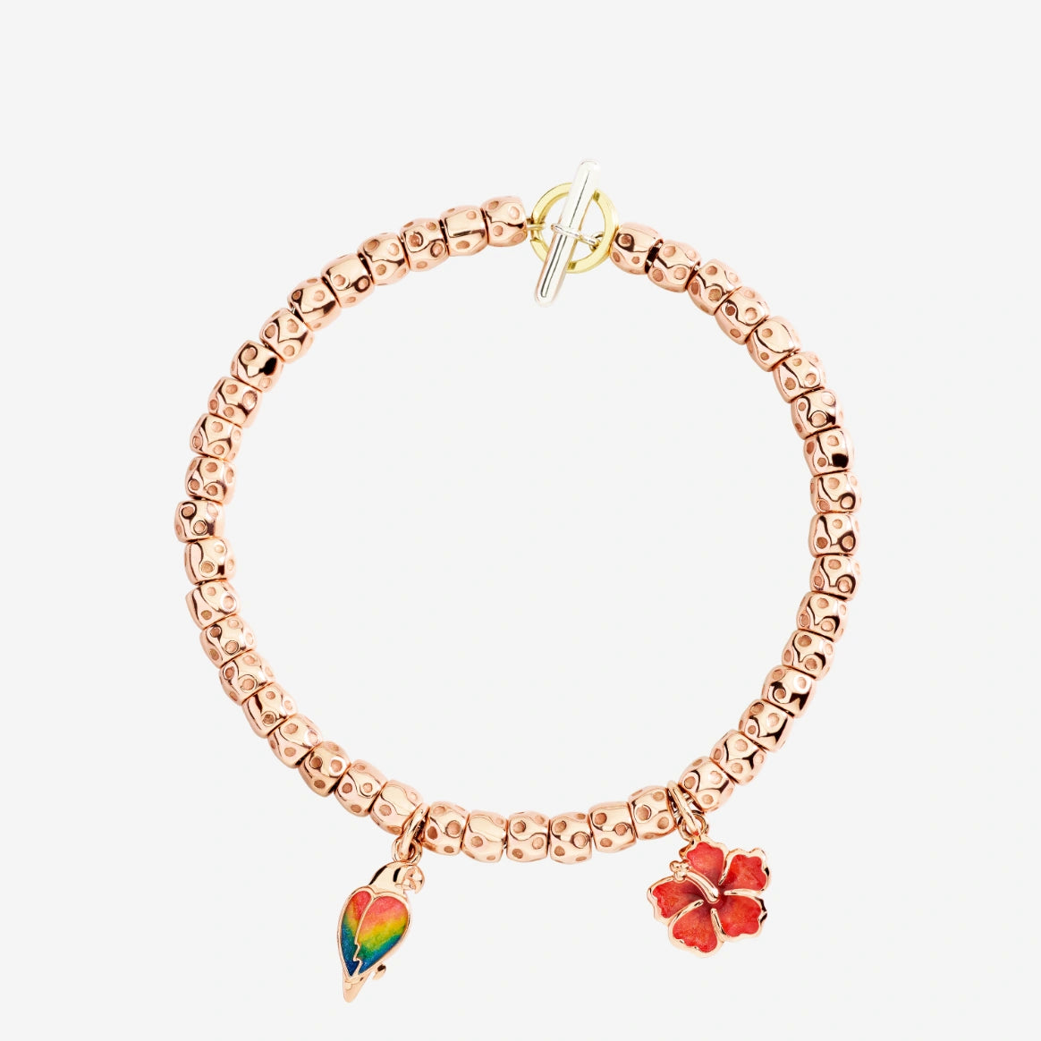 ciondolo fiore ibisco oro rosa & smalto