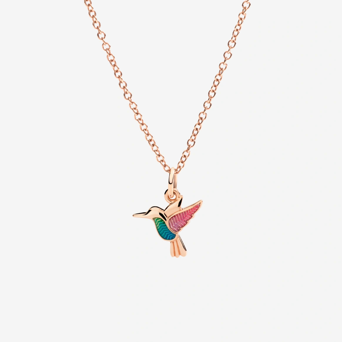 ciondolo colibrì oro rosa & smalto
