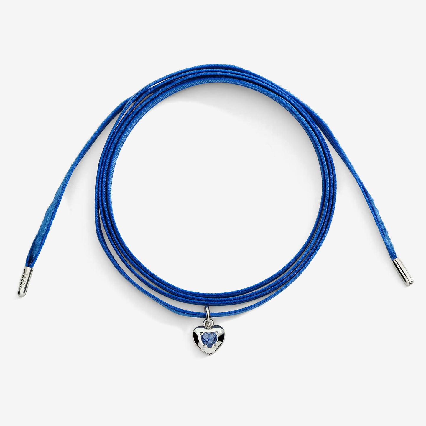 Ciondolo Cuore Argento e Zaffiro Sintetico