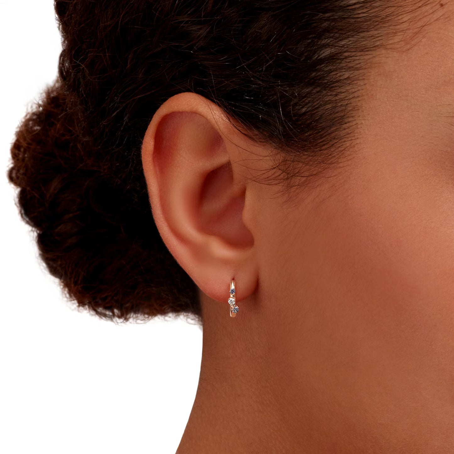 Orecchini Hoop Oro Rosa Zaffiri & Diamanti