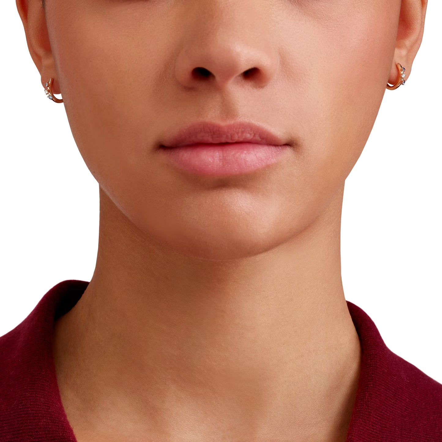 Orecchini Hoop Oro Rosa Zaffiri & Diamanti