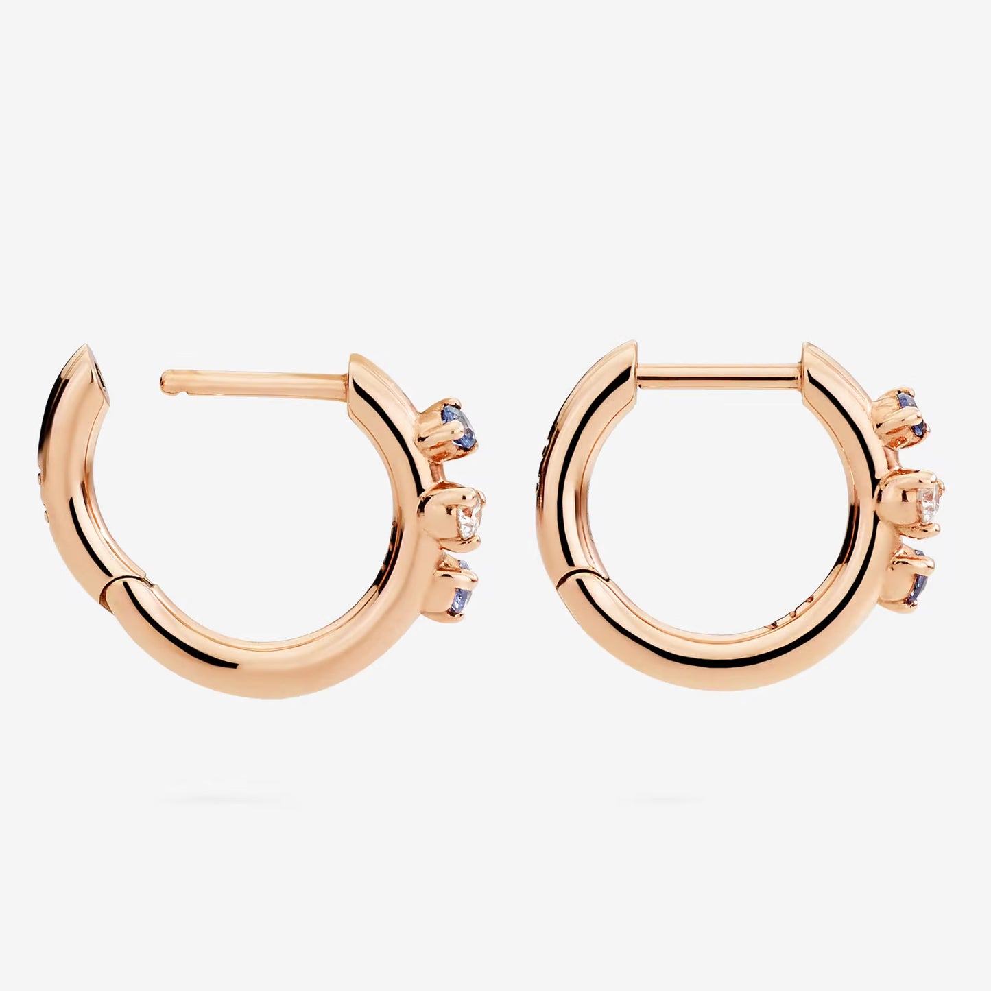 Orecchini Hoop Oro Rosa Zaffiri & Diamanti