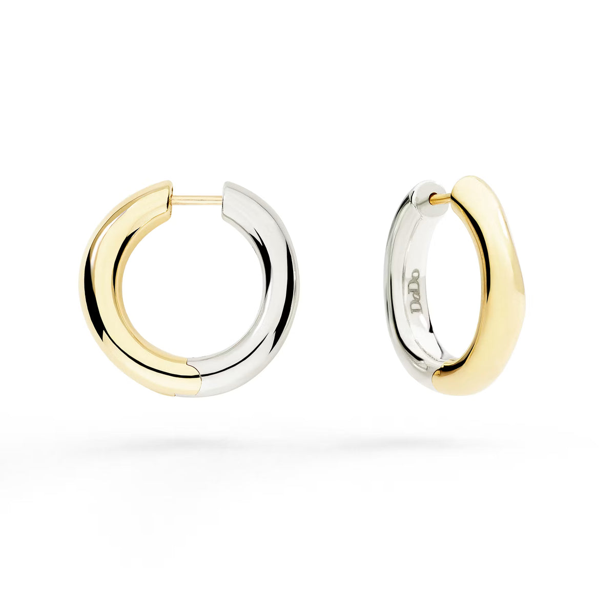 Orecchini hoop pepita argento e oro giallo