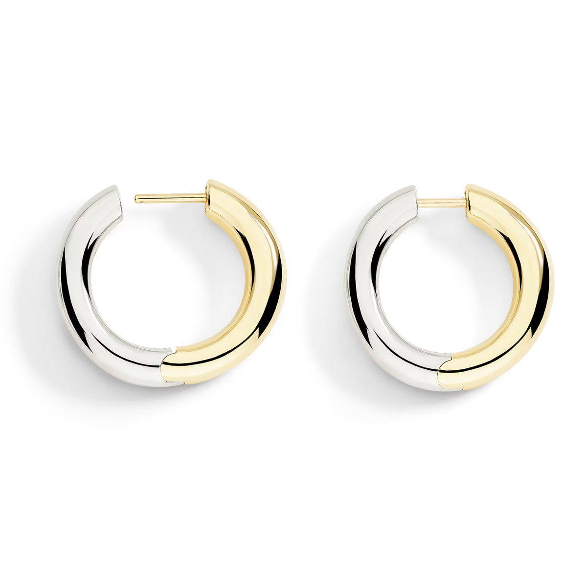 Orecchini hoop pepita argento e oro giallo