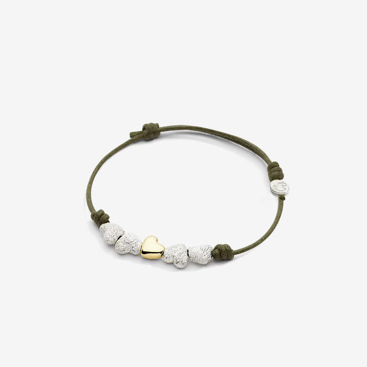 Bracciale Cordino sottile Quattro Cuori Diamantati